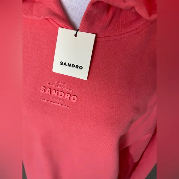 NWT Sandro Boutique Hoodie in Coral Sizes XXL, XL
